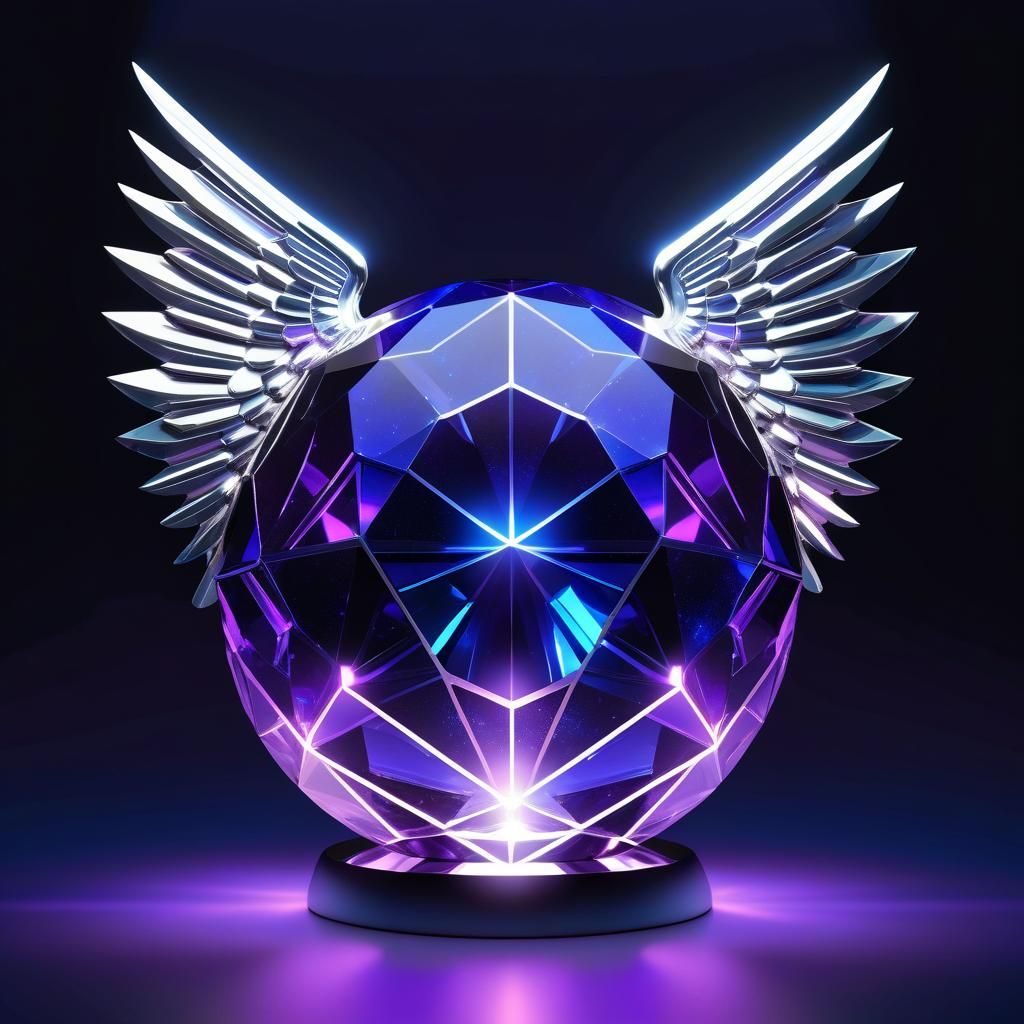 Glowing Sapphire Energy with Amethyst Angel Wings