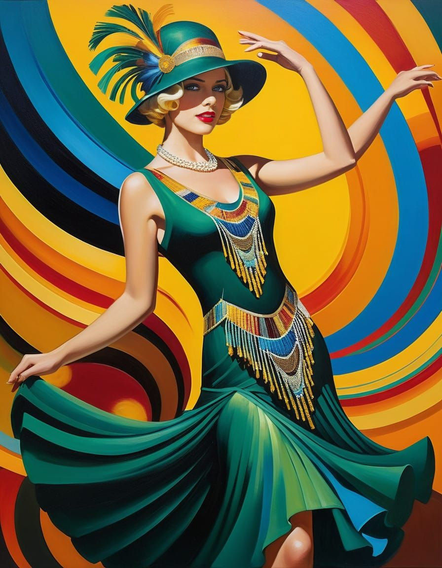 Vintage-Style Dance Diva in Triadic Colors