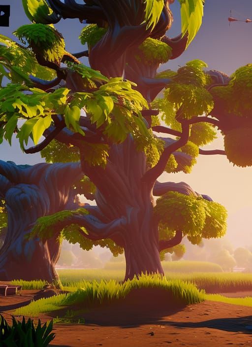 Swamp Tree Design: 3D Render in Fortnite Style