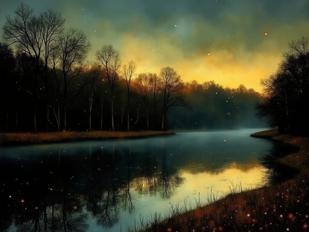 Autumn Dawn Unveiled in Vibrant Oil Painting