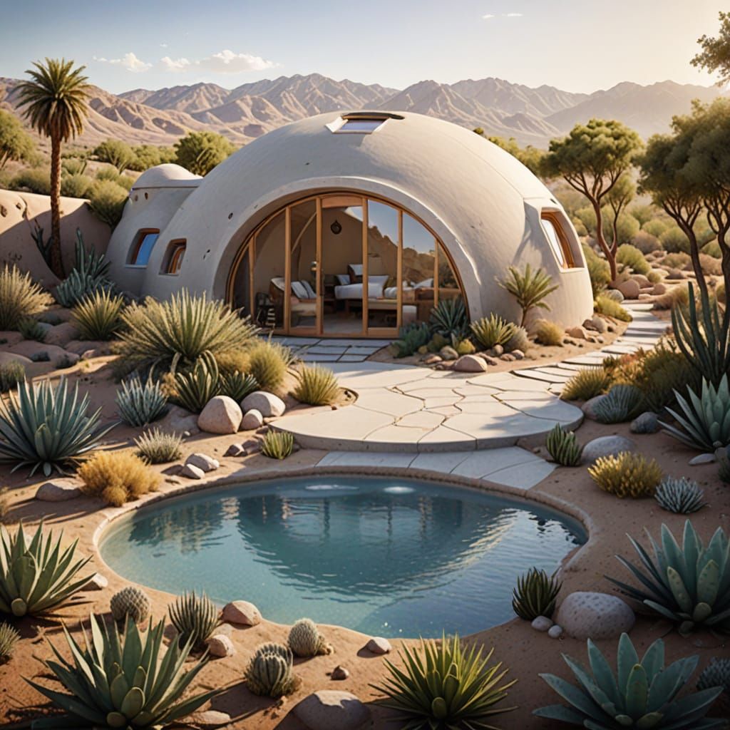 Sustainable Eco-Dome Desert Home in SuperAdobe Style