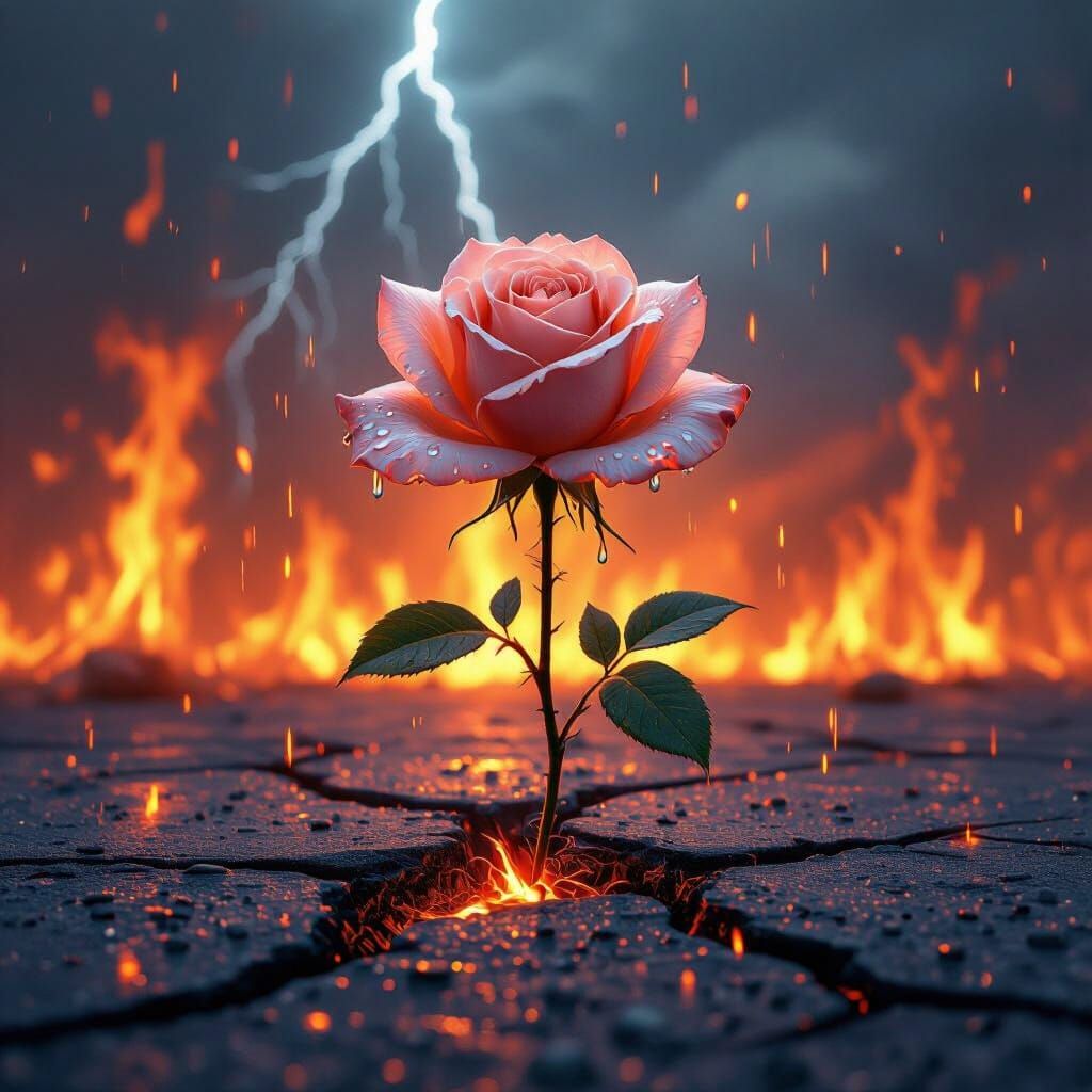 Rose in Flames: A Symbol of Resilience