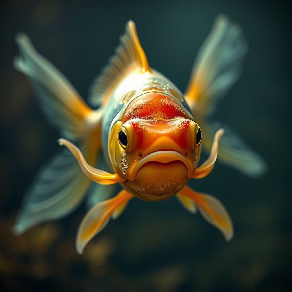 Goldfish with Gold Bar: Hyperrealistic 64MP Shot