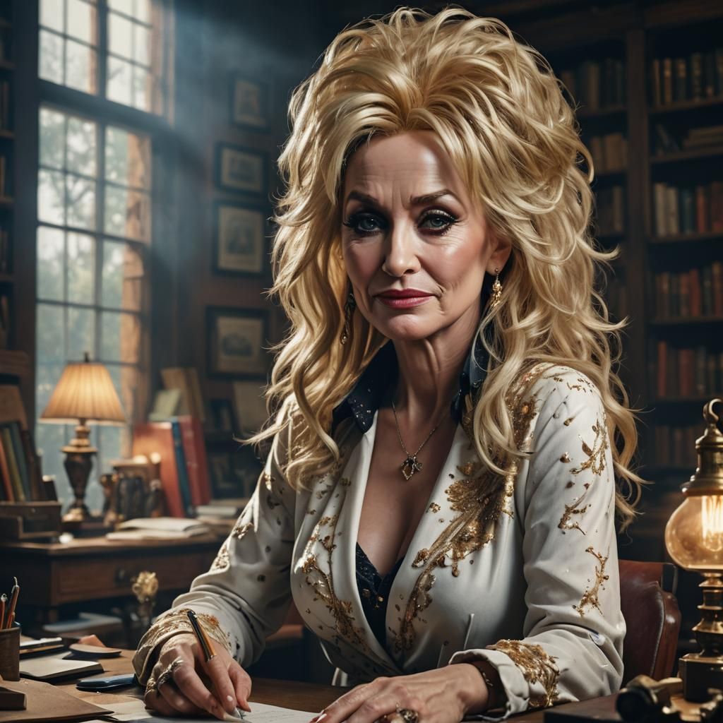 Dolly Parton Close-Up: Hyperrealistic Portrait in Study