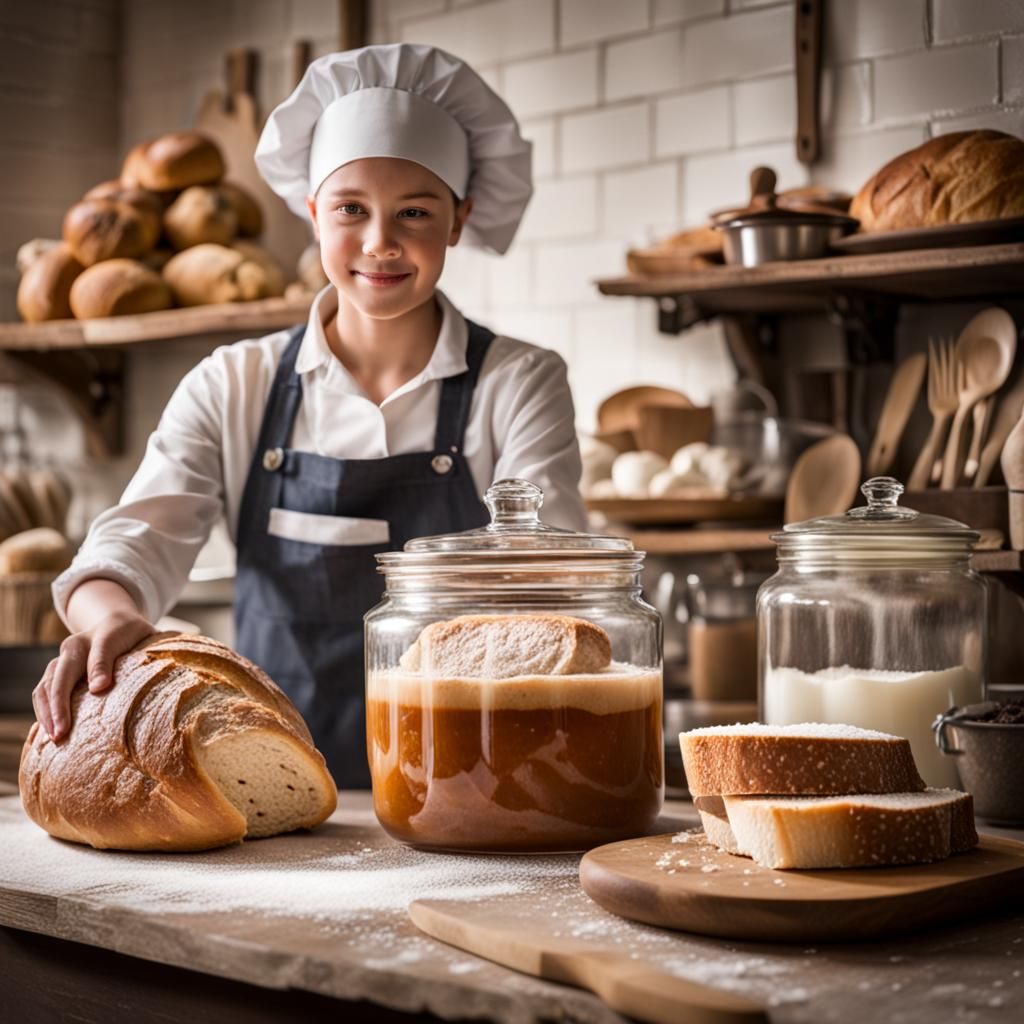 Sourdough Bread Dough in Old Fashioned Kitchen