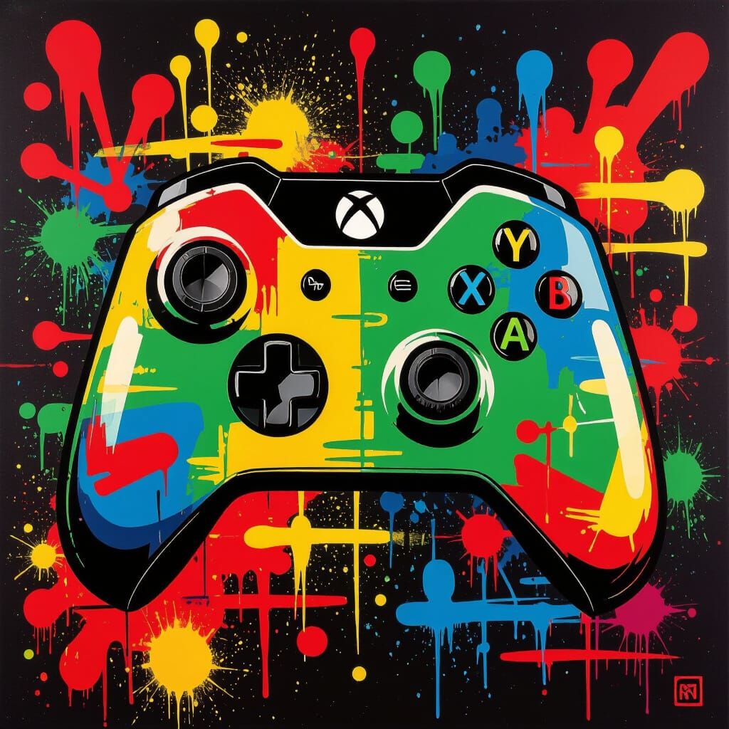 Graffiti Xbox Controller Art with Vivid Colors