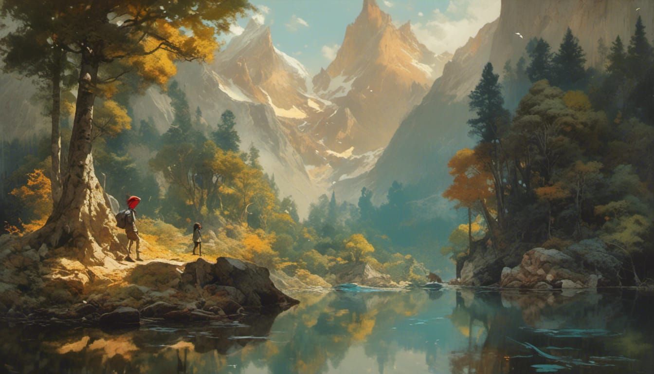 Golden Hour Oil Painting in Gurney Style