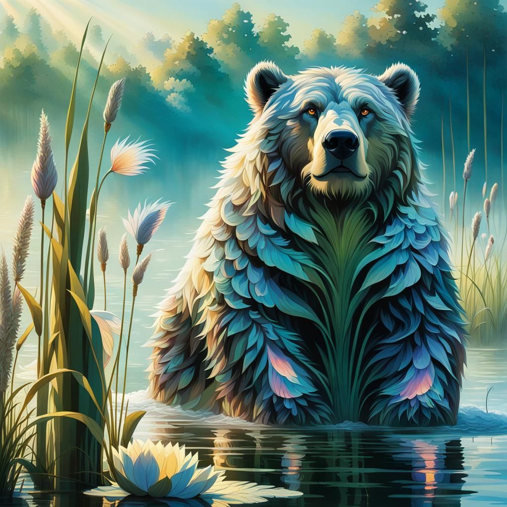 Grizzled Bear-Man Emerges from Misty Lake