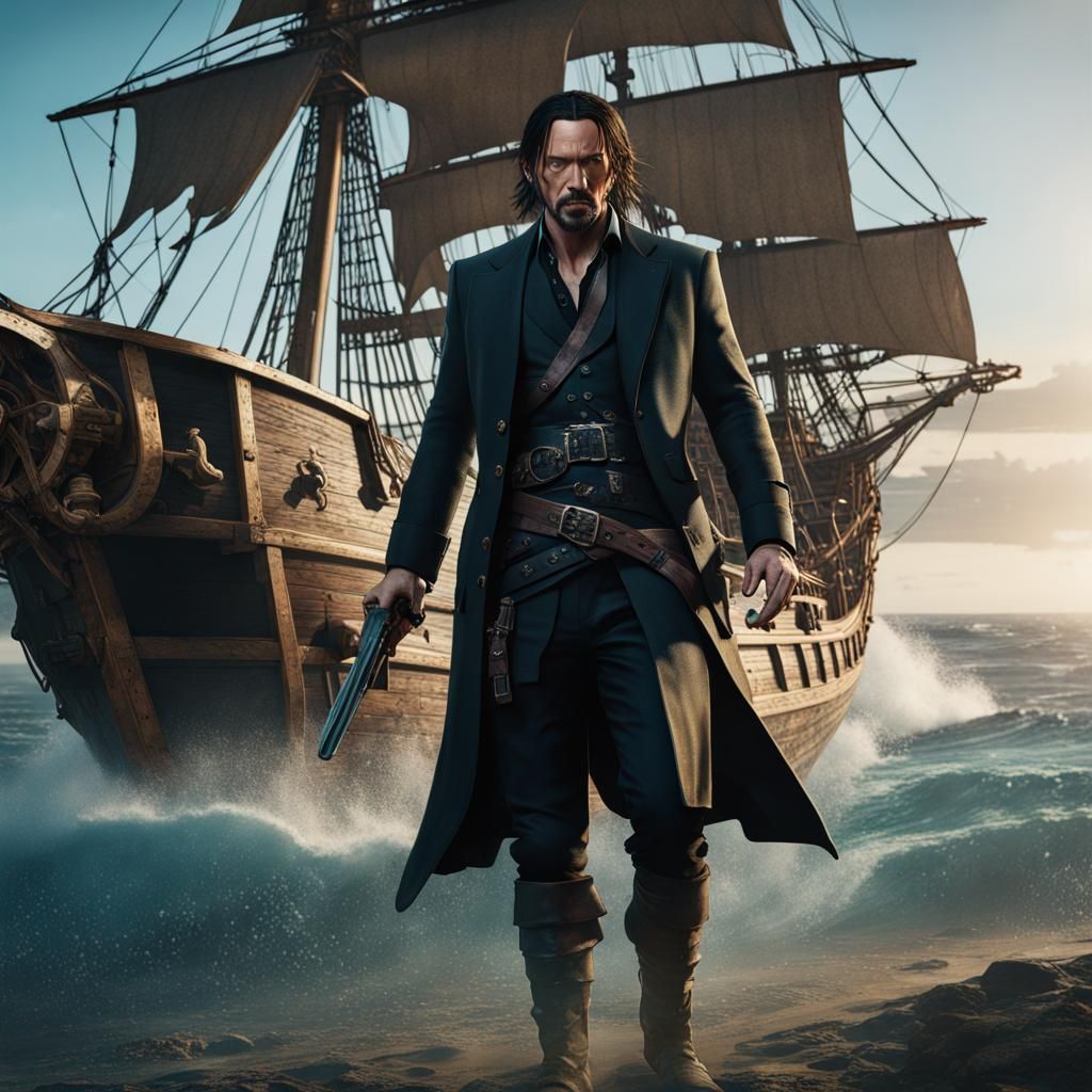 Hyperrealistic Pirate John Wick Concept Art