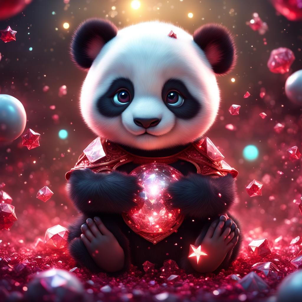 Sparkling Baby Panda in Fantasy Setting