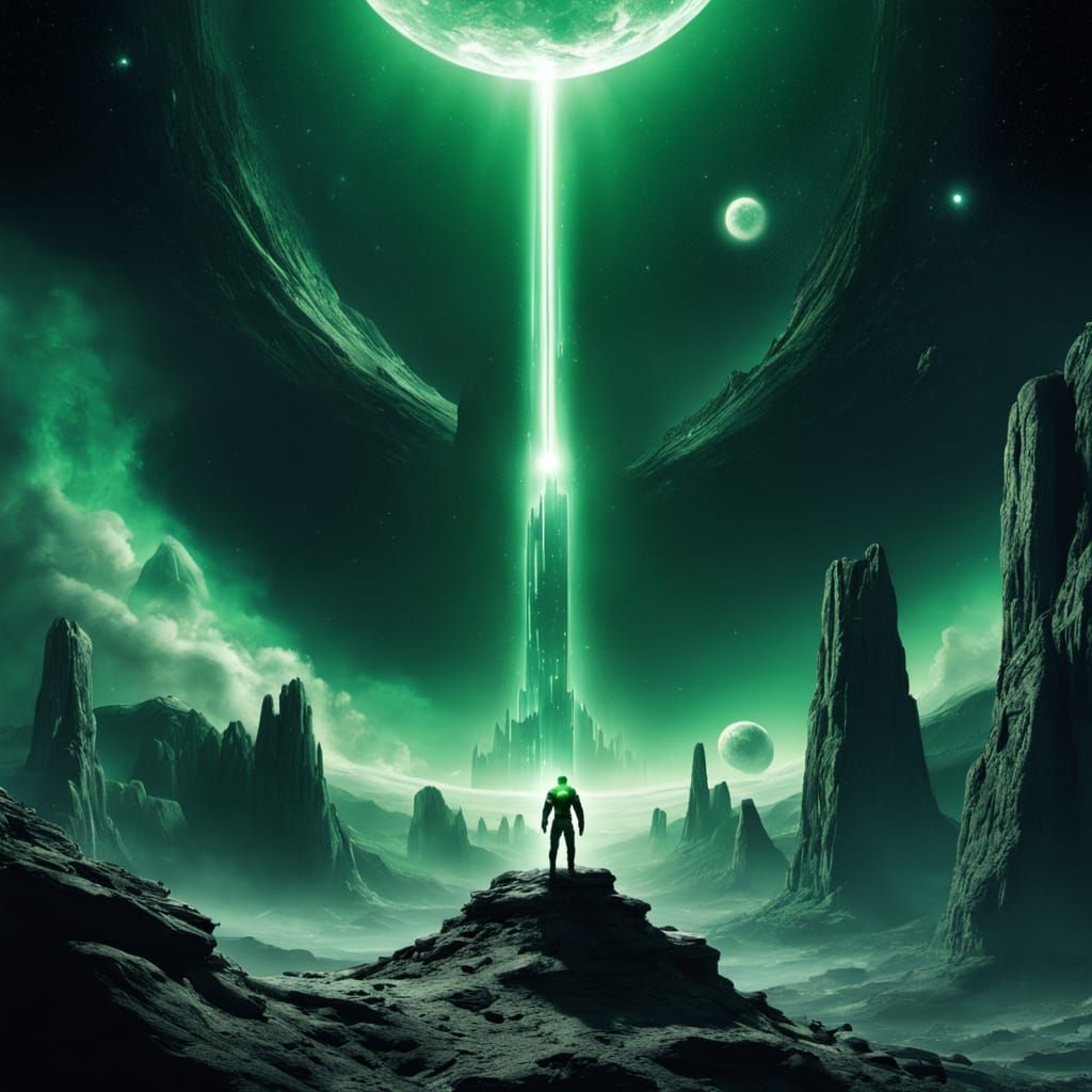 Green Lantern Monolith Shines From Asteroid Above Earth