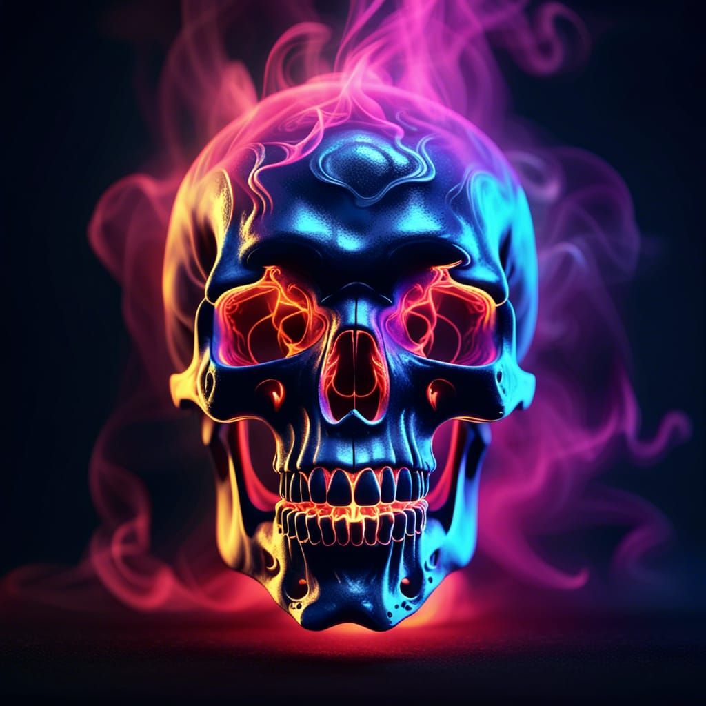 Glowing Vapor Skull: Intricate, Magical, and Ethereal