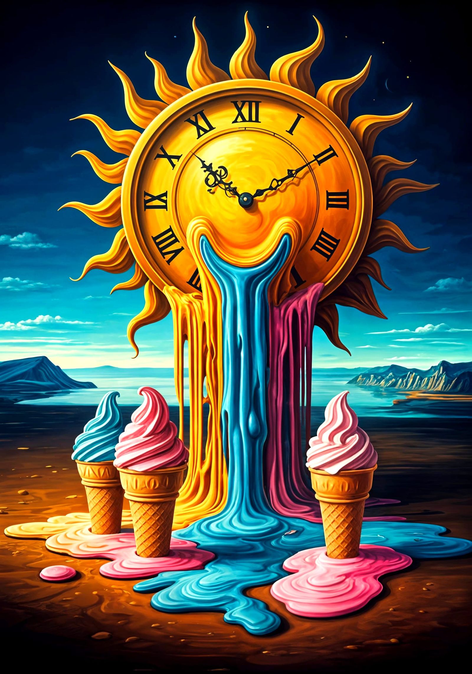 Surreal Melting Ice Cream Clock Inspired by Surrealism