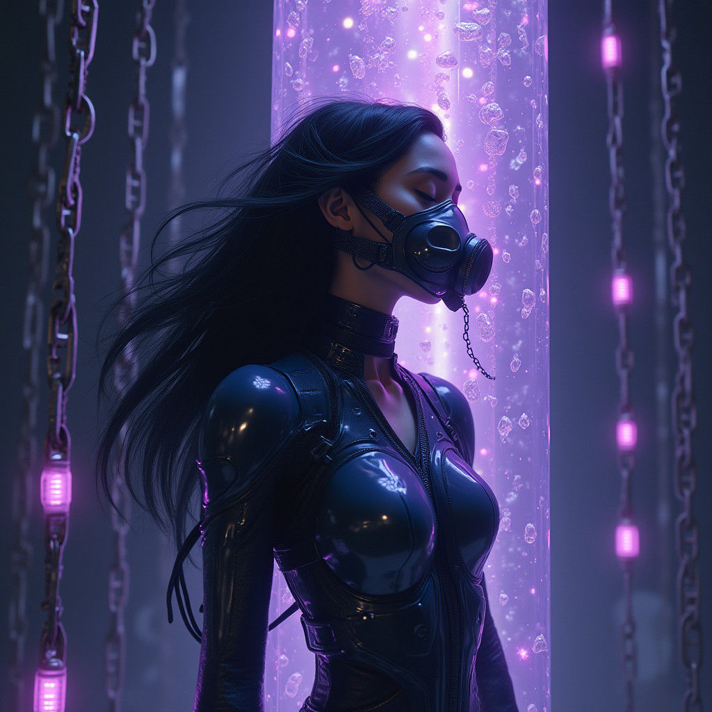 Woman in Futuristic Tube, Digital Art