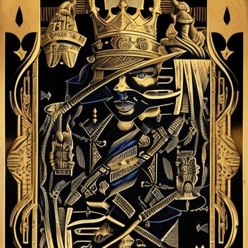 Monochrome Queen of Ace with Kissing Devil