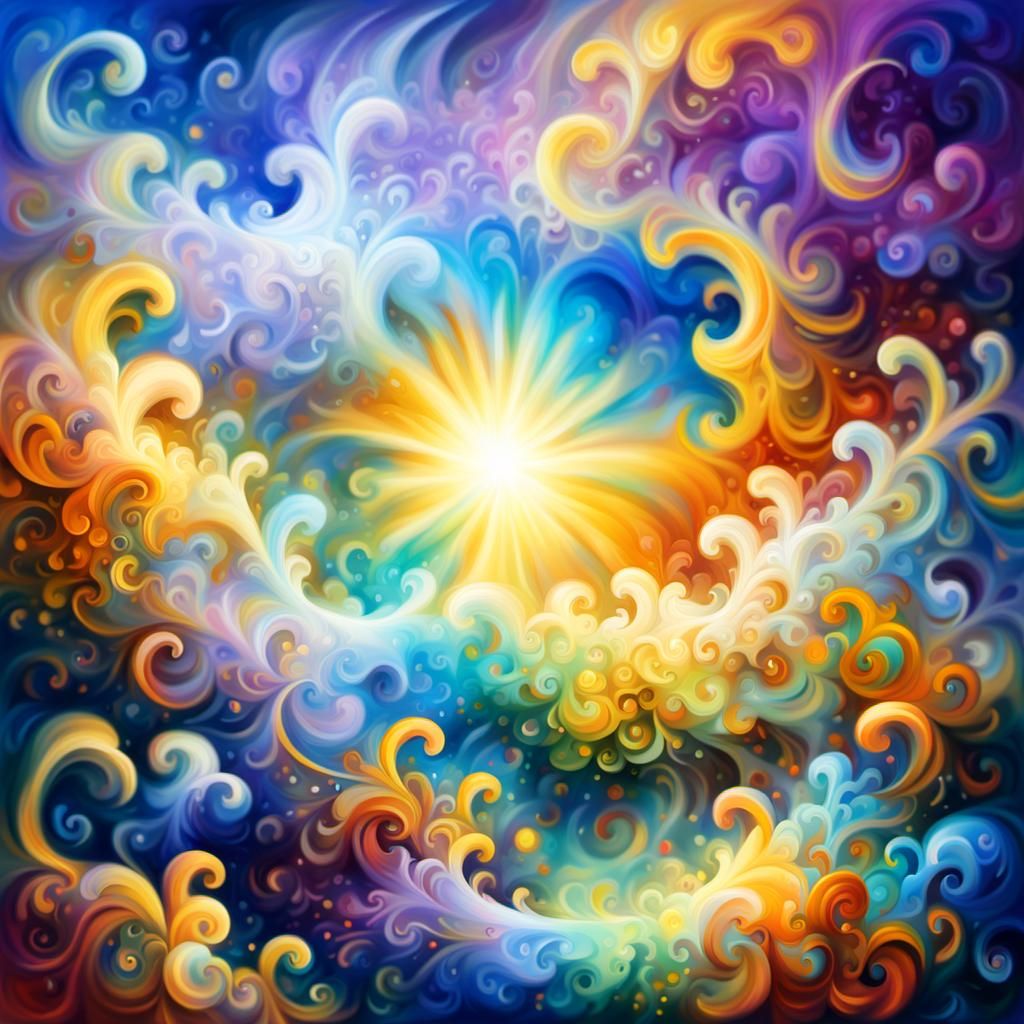 Ethereal Divine Light: Neo-Impressionist Cosmic Illustration