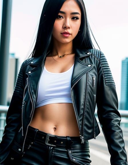 AI Generated Image of a Biker Girl