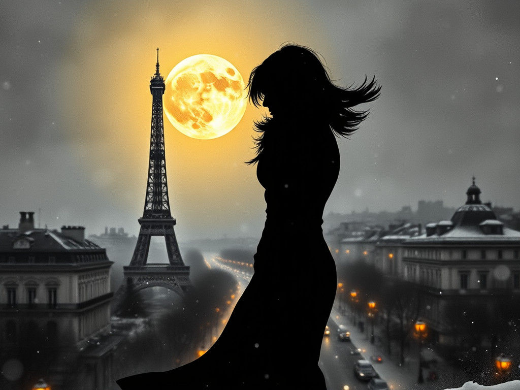 Eiffel Tower in Winter Snow: Gothic Horror Photo