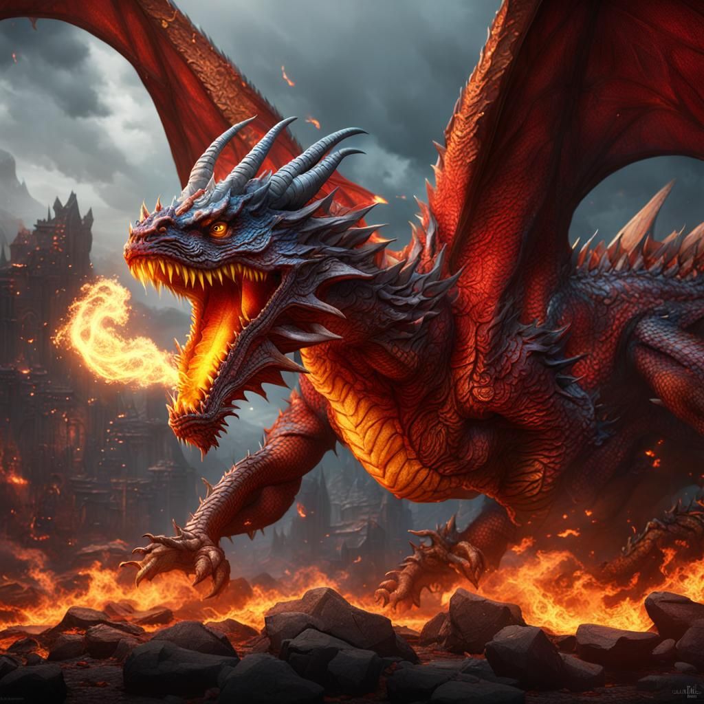 Fantasy Fire Breathing Dragon Concept Art