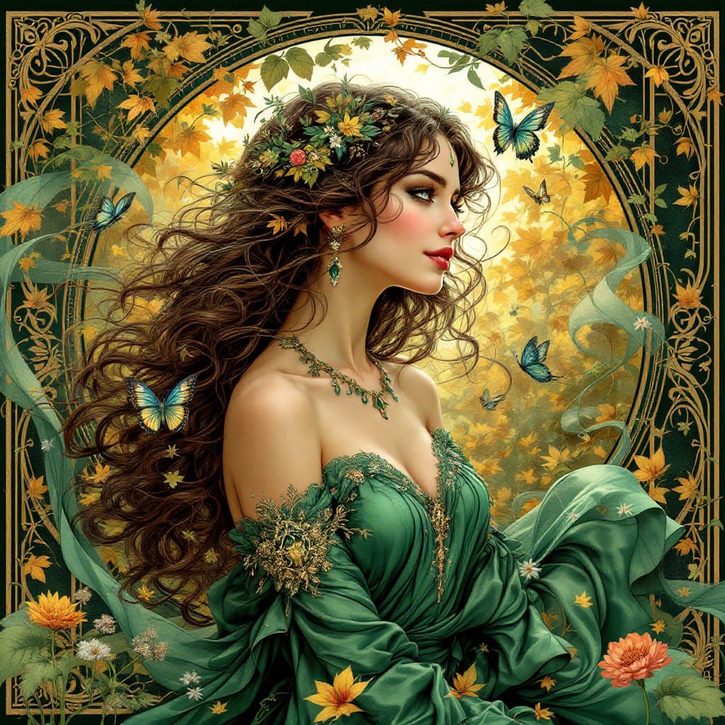 Art Nouveau Enchantress in Mucha Style