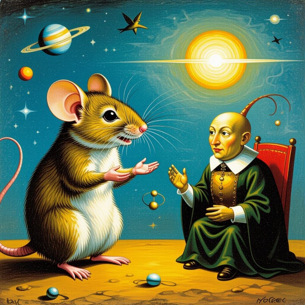 Mouse Explains Natural Law: Ensor and Bosch Style