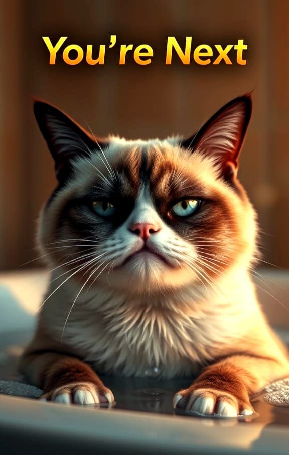 Grumpy Cat has to take a bath.🛁😾