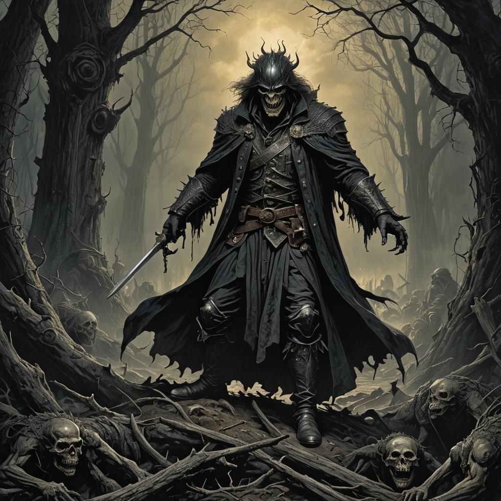 Horrific Figure in Dark Engraving Style