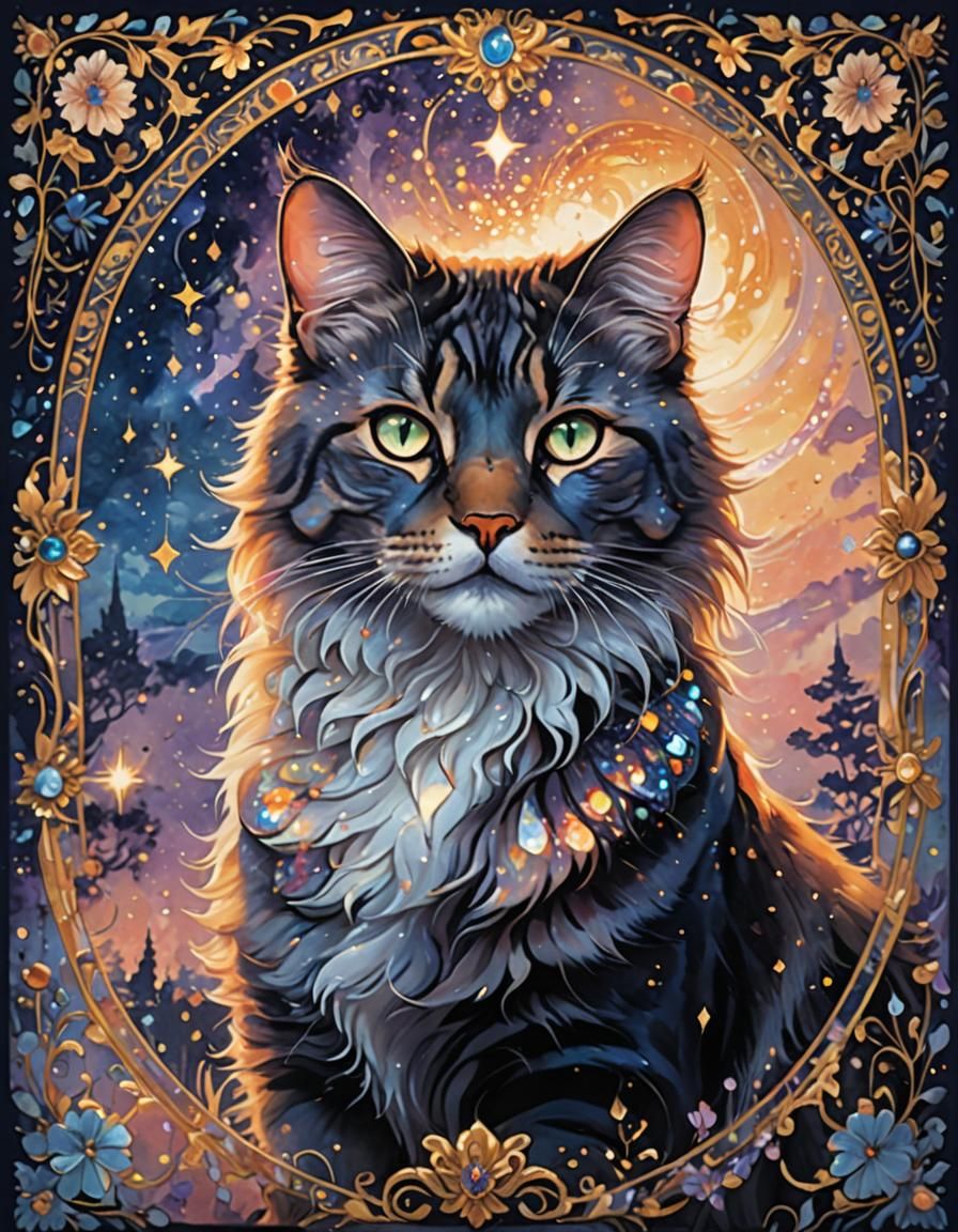 Ember-Eyed Cat in Genshin Impact Anime Style