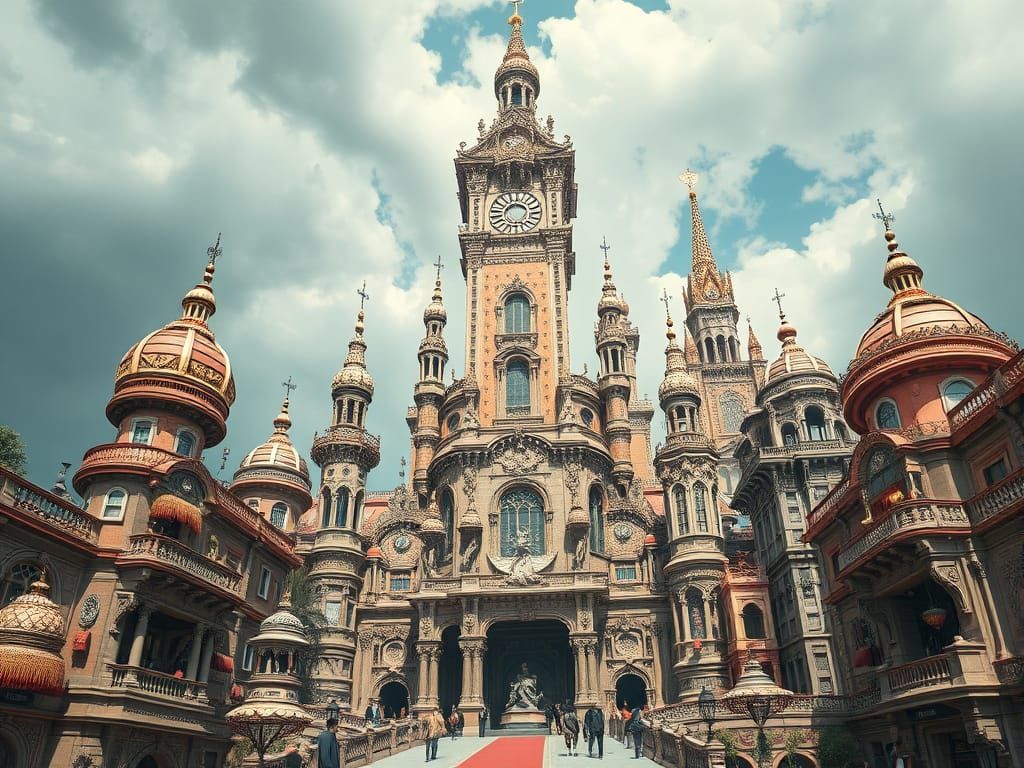 Rococo Urban Megastructure in Dreamlike Settings