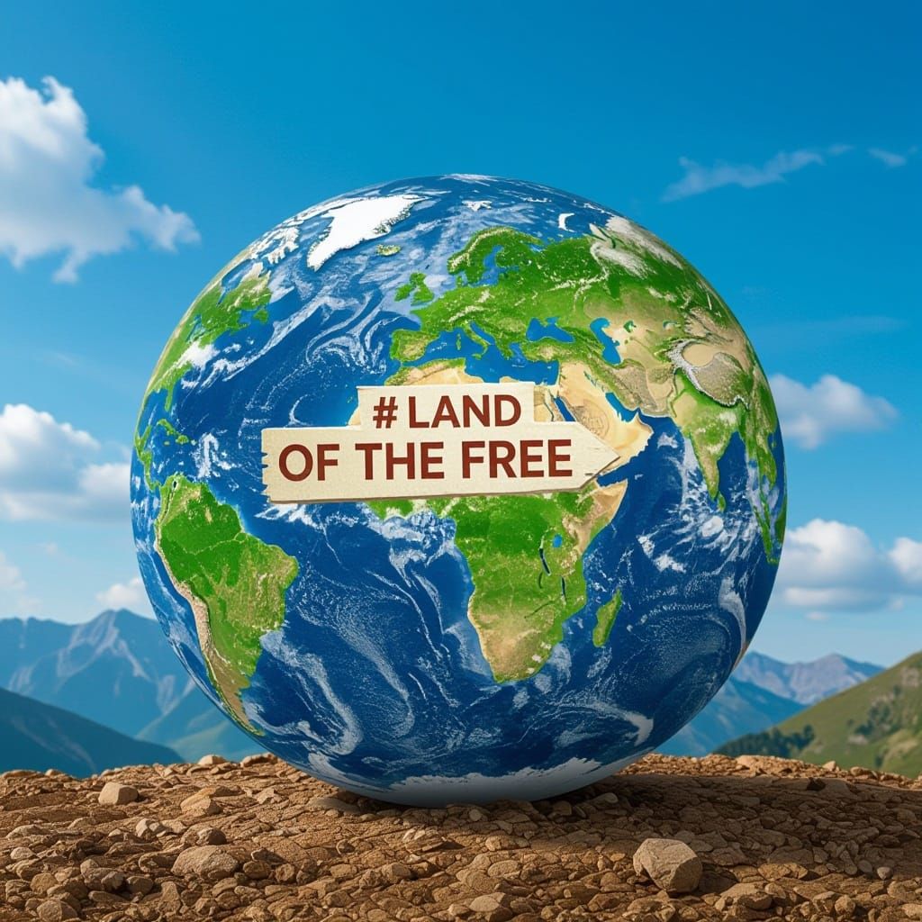 Earth Globe Featuring Europe as Land of the Free