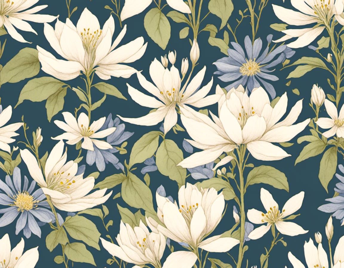 Honeysuckle Flowers in Antique Watercolor Style
