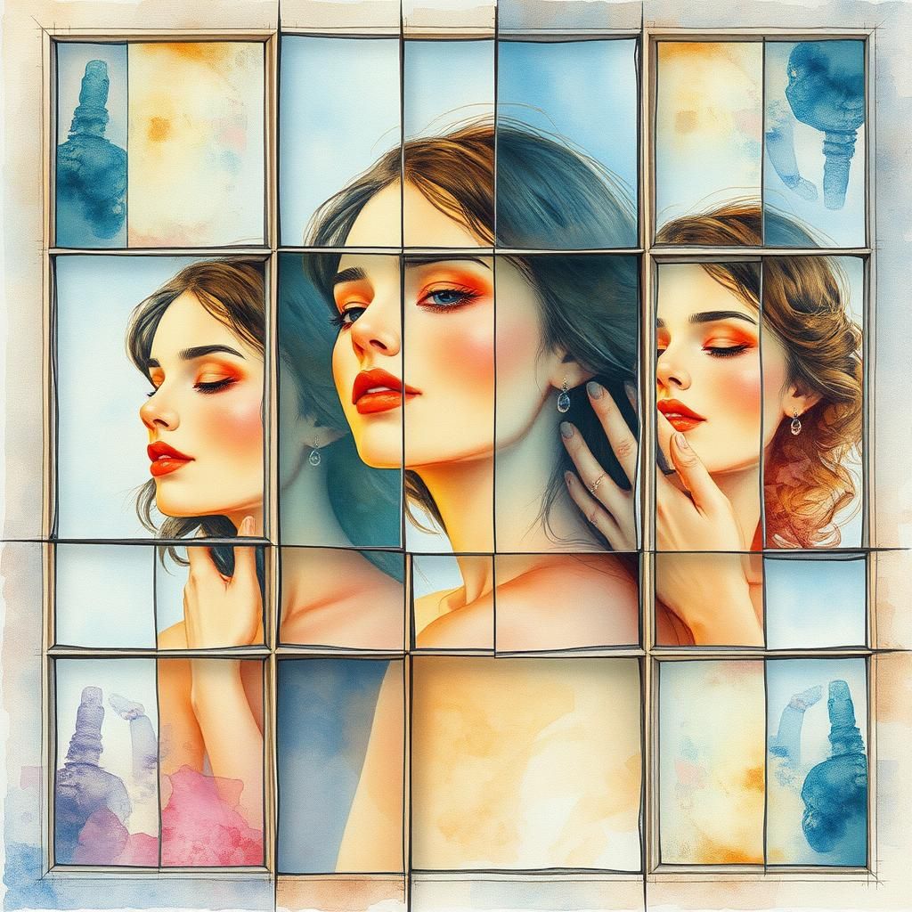 Surreal Watercolor Windows Reflecting Prismatic Portraits