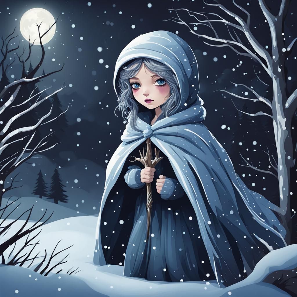 Ethereal Fairy Hiding on Winter Night