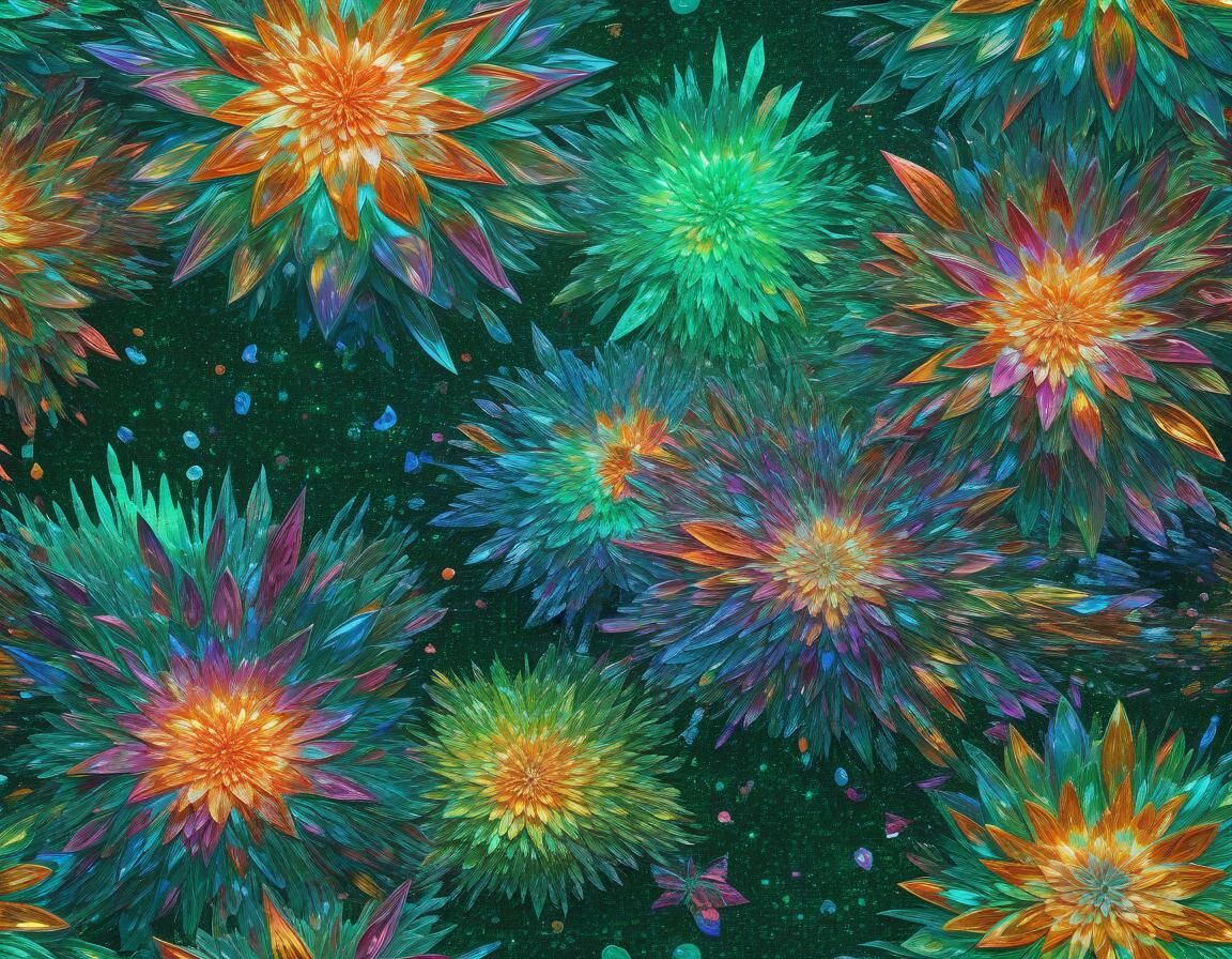 Ethereal Abstract Floral with Luminous Shimmering Elements