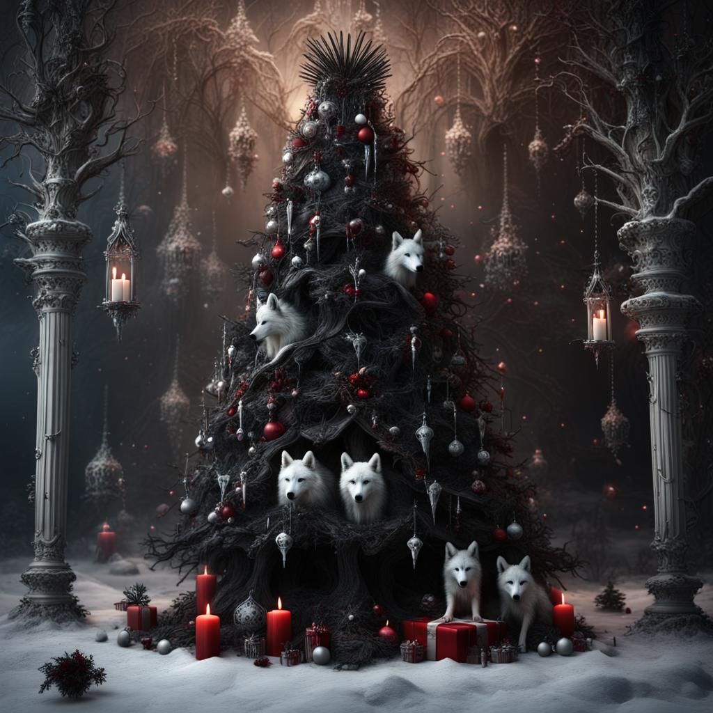 Gothic Christmas Tree with Unconventional Ornaments