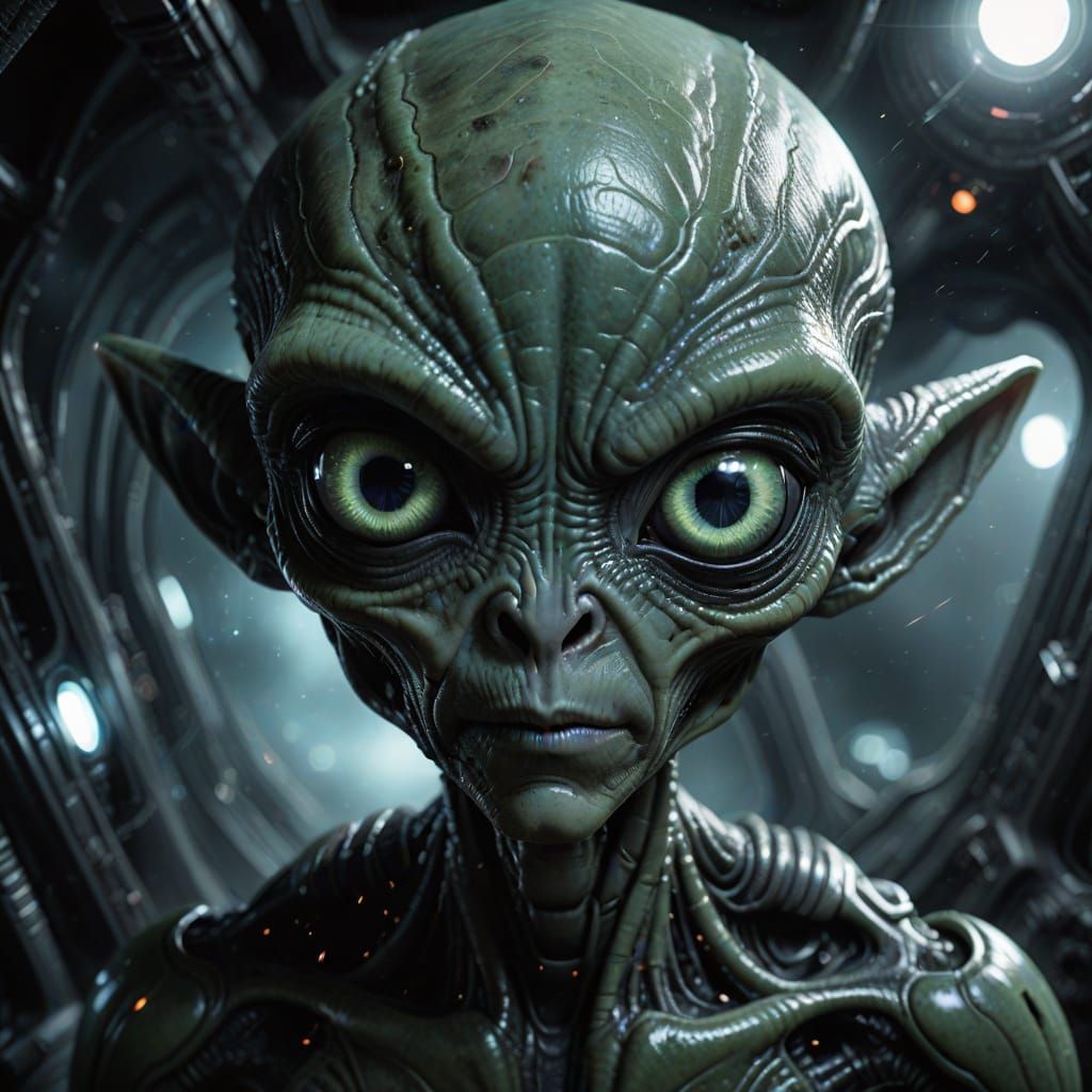 Detailed Photo of a Cute Alien Mesmerized