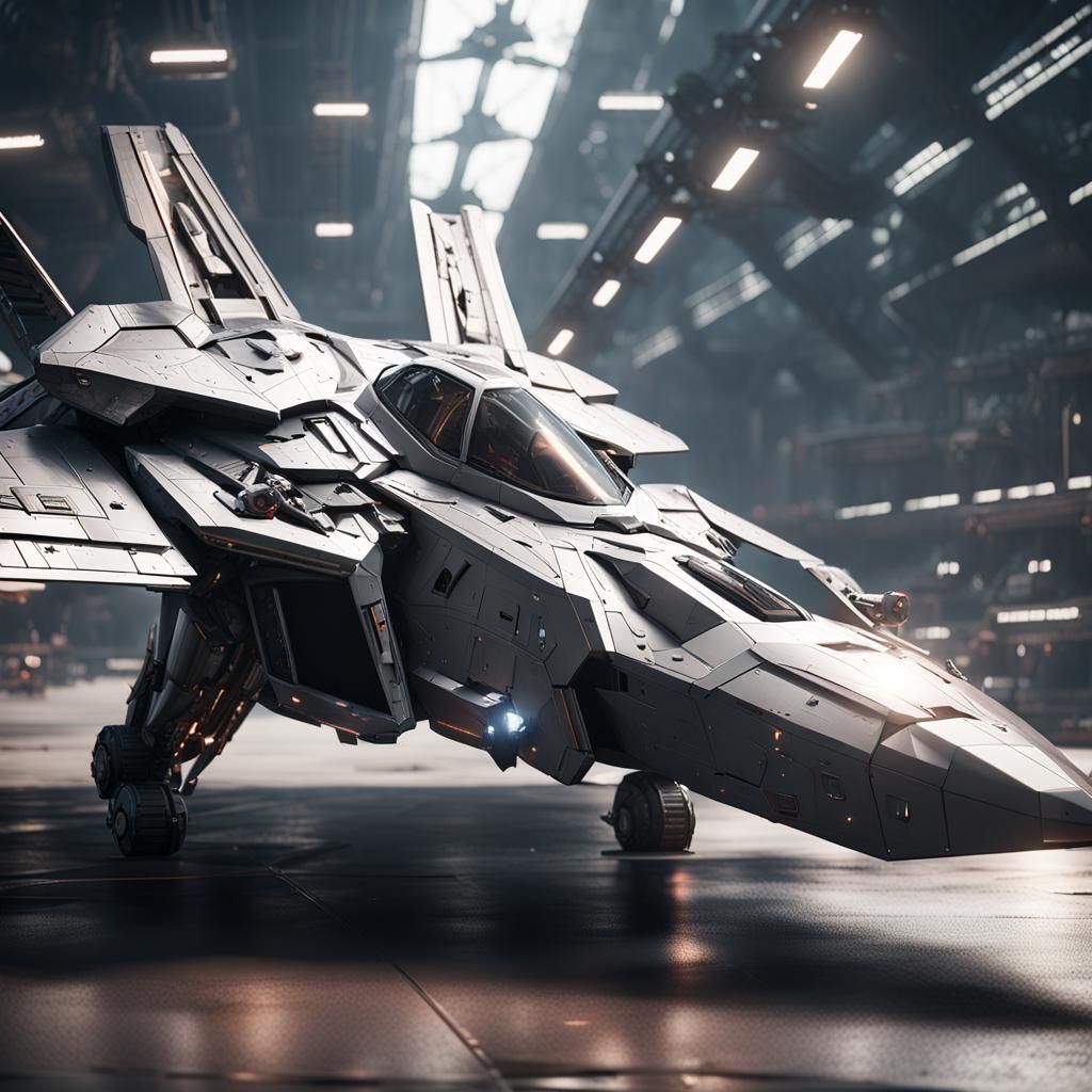 Futuristic F-22 Fighter Jet in Sci-Fi Scene