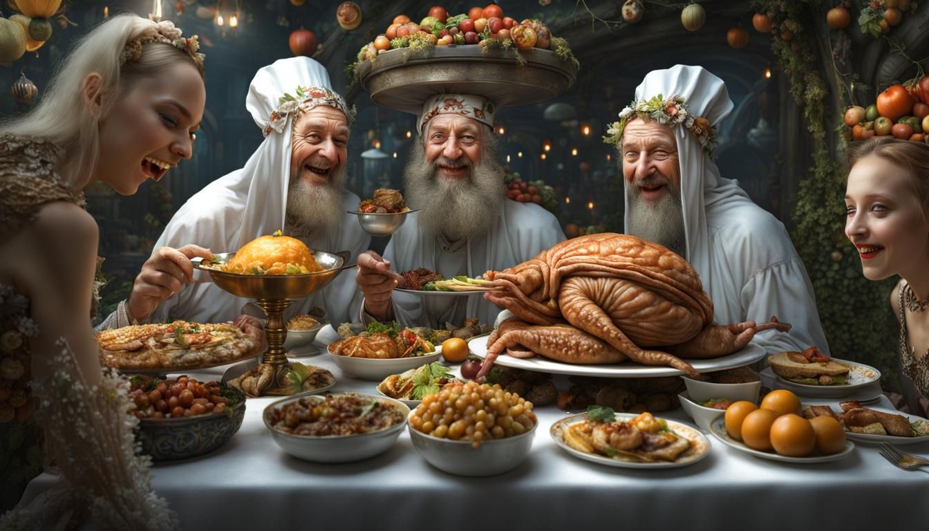 Dreamlike Alien Feast in Magical Realism