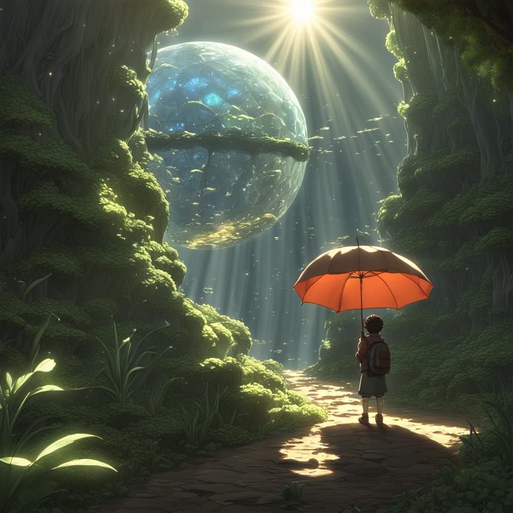Luminous Mandelbulb in Studio Ghibli Style