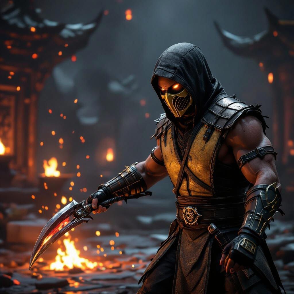 Mortal Kombat Scorpion Fiercely Stabs Scream