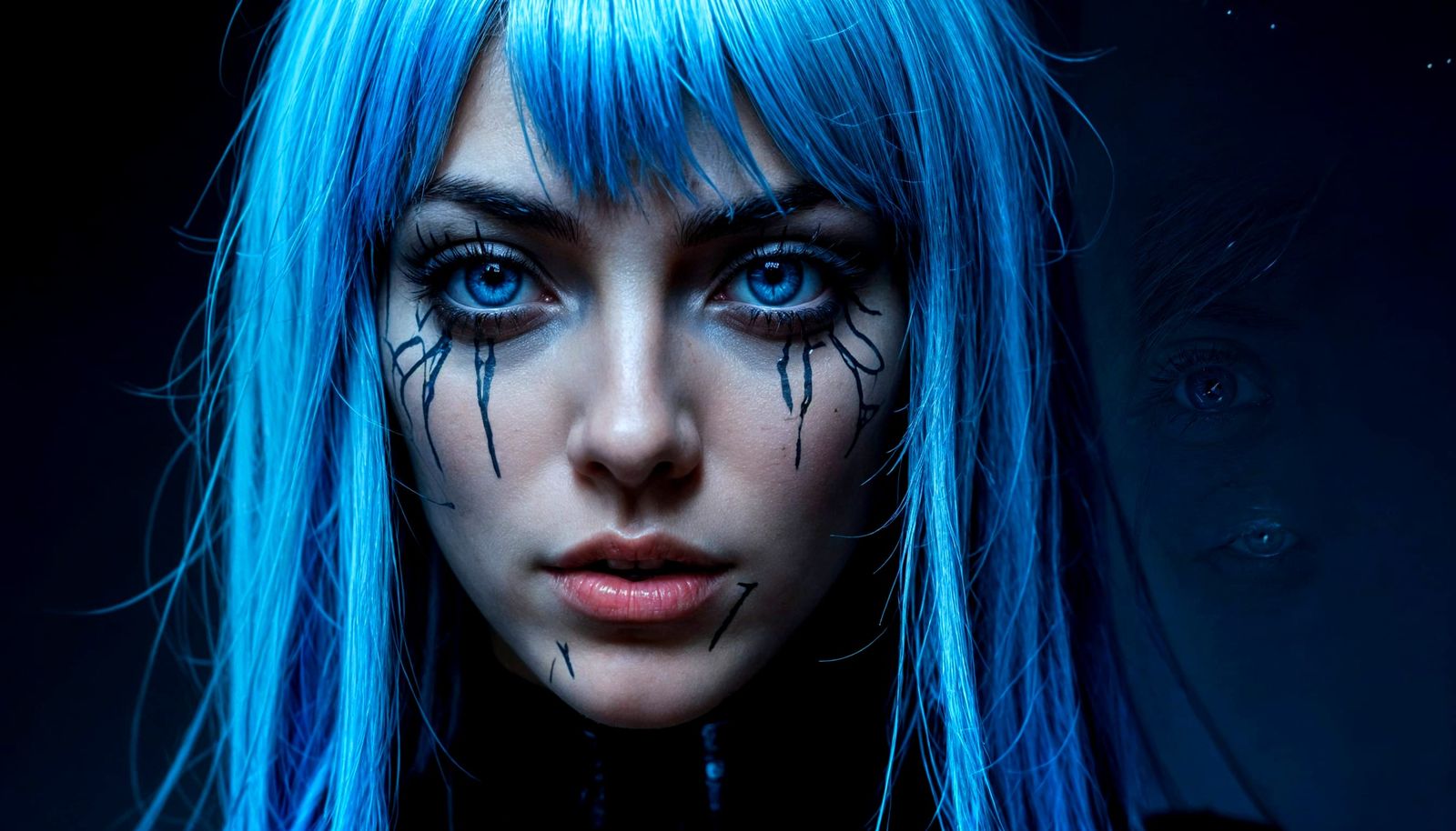 Cyborg Girl in Distressed Two-Tone Wig, Soulless Android Fac...