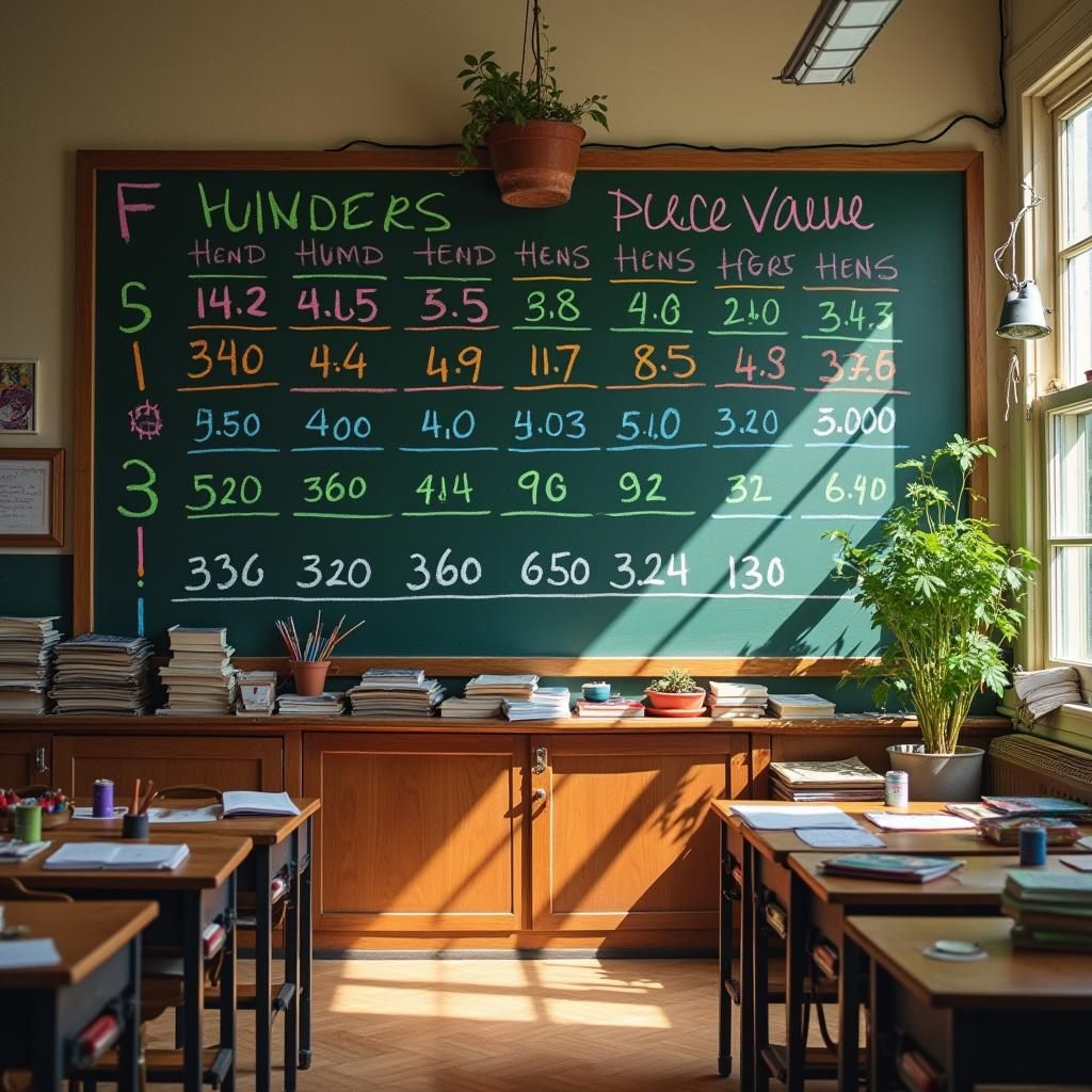 Classroom Chalkboard: Place Value Chart in Expressionist Sty...