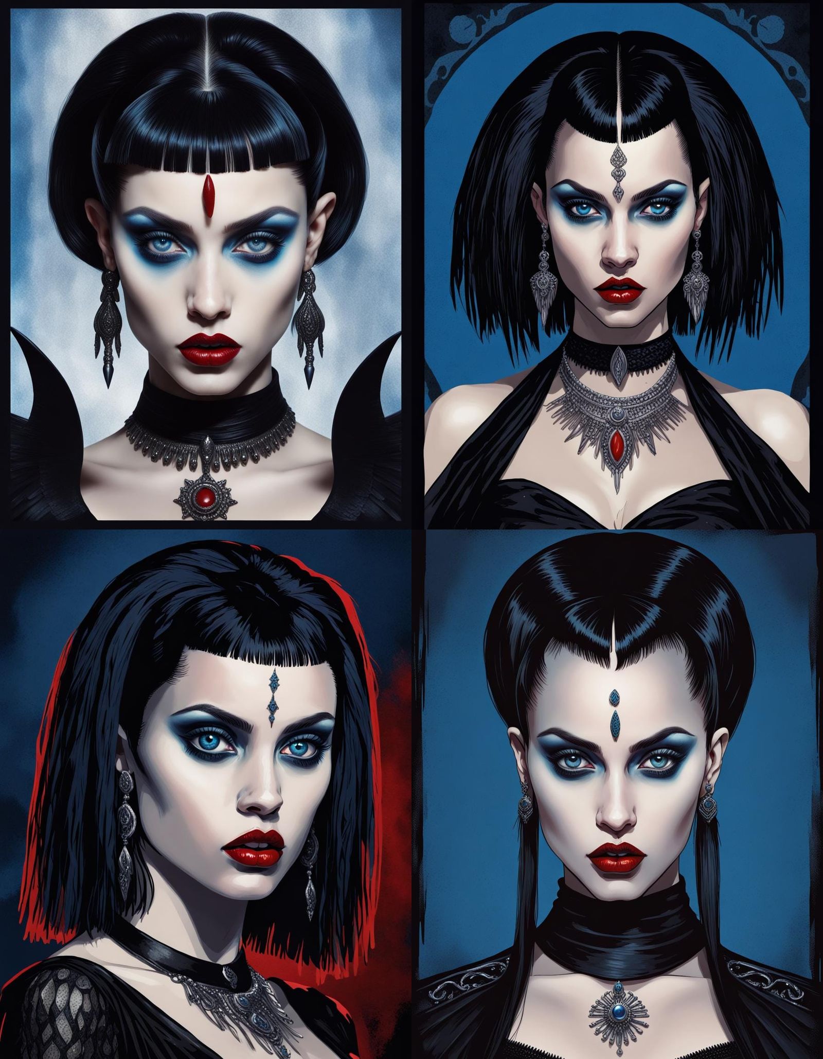 Gothic Portrait of a Woman with Blue Eyes