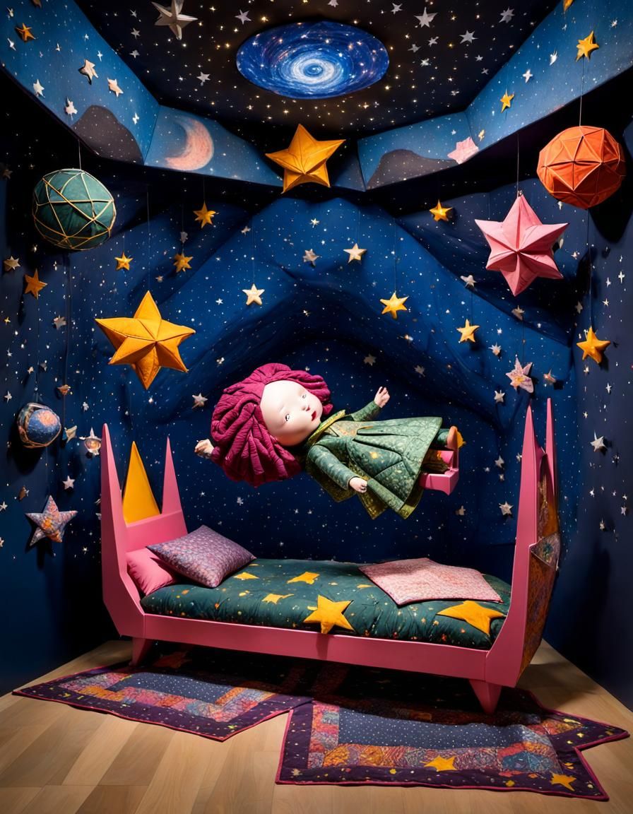Flying Bedroom Adventure in Starry Night Sky