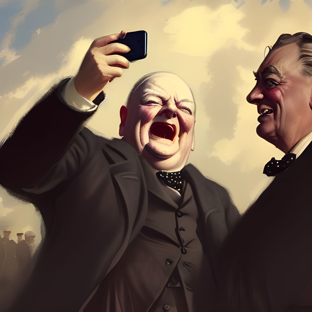 Churchill and Roosevelt Selfie, Digital Art