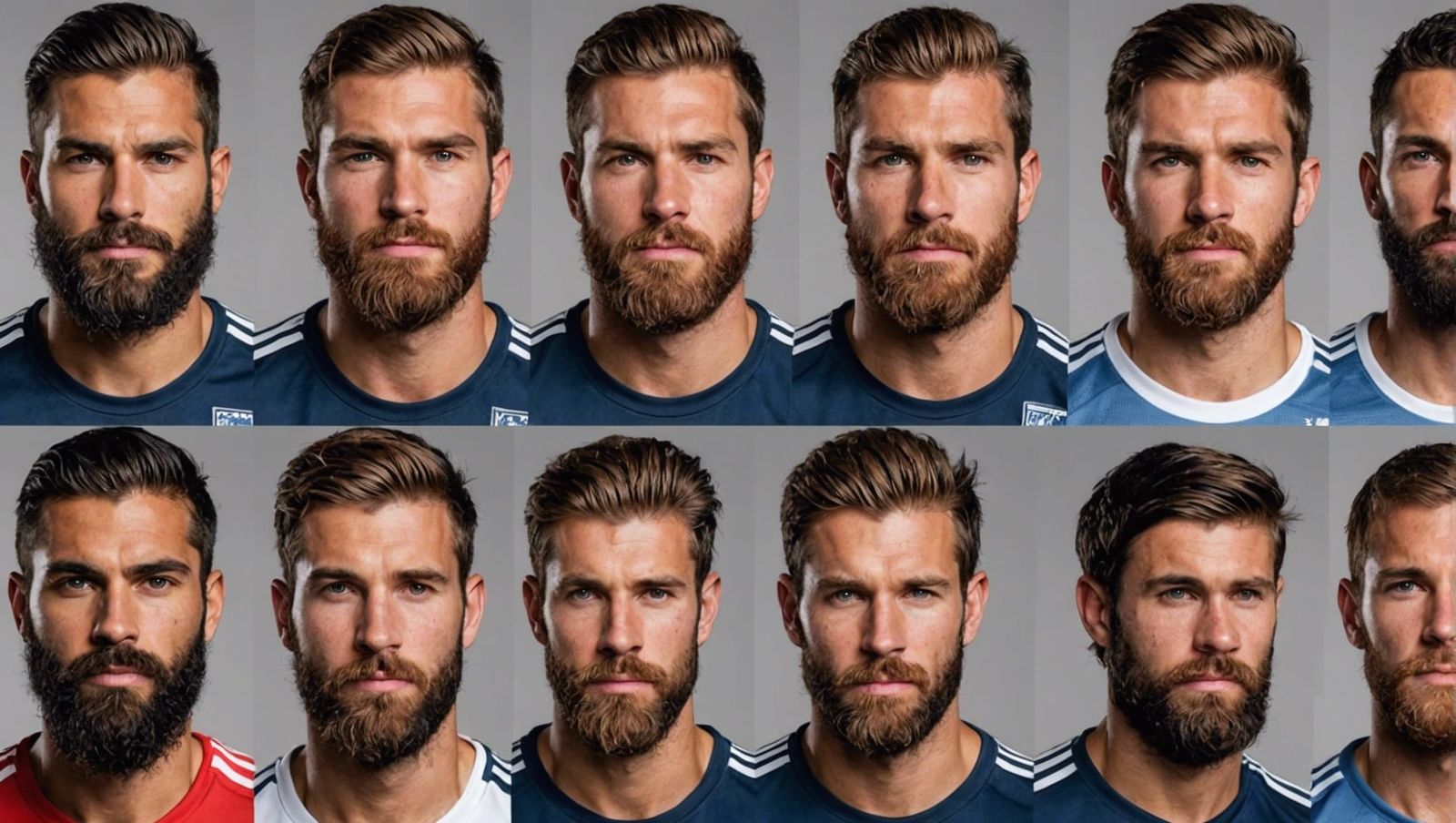 Hyper-Realistic Soccer Team with Detailed Symmetrical Faces