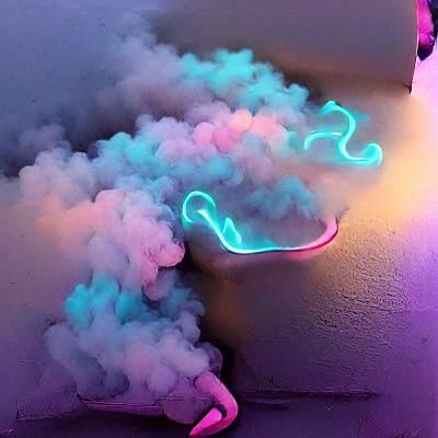 Pastel Neon Smoke Abstract Art