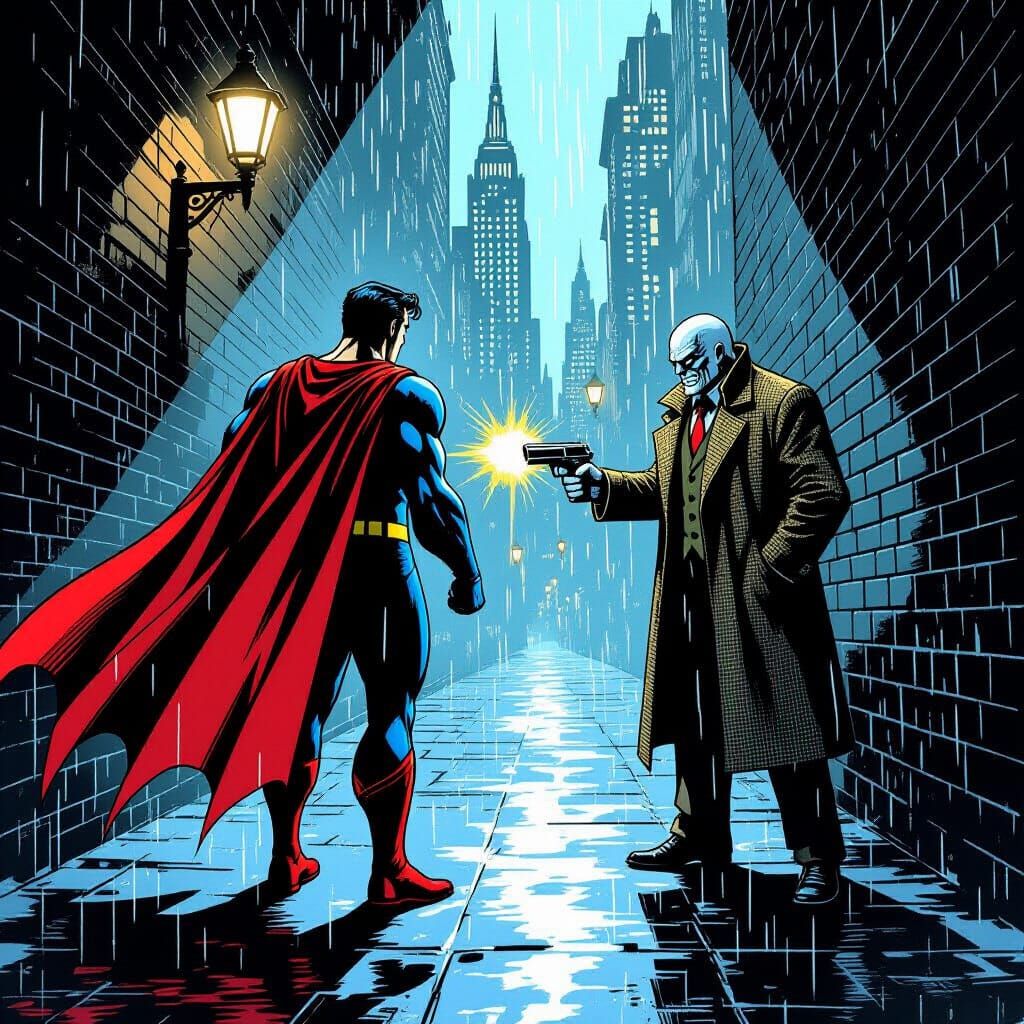 Superman Confronts Hugo Strange in Gothic Metropolis