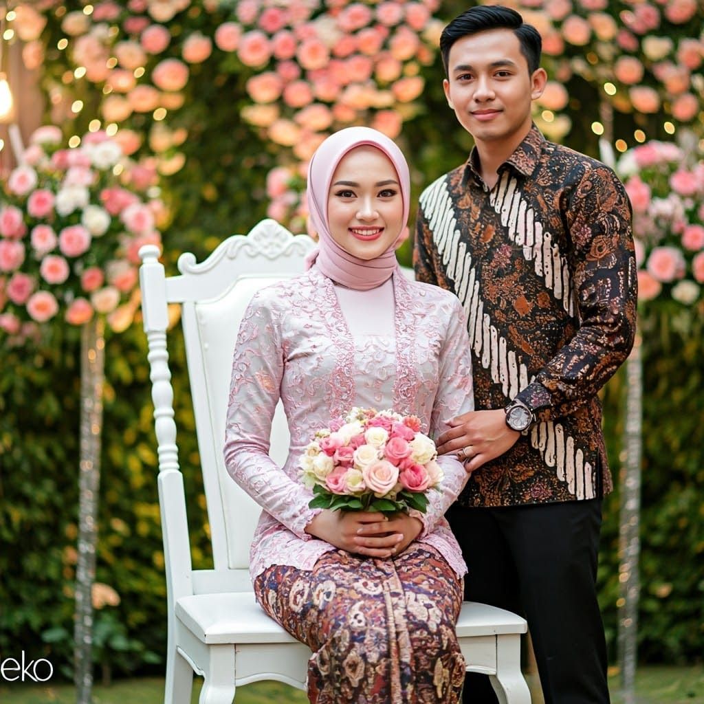 Korean Woman in Kebaya with Smiling Expression