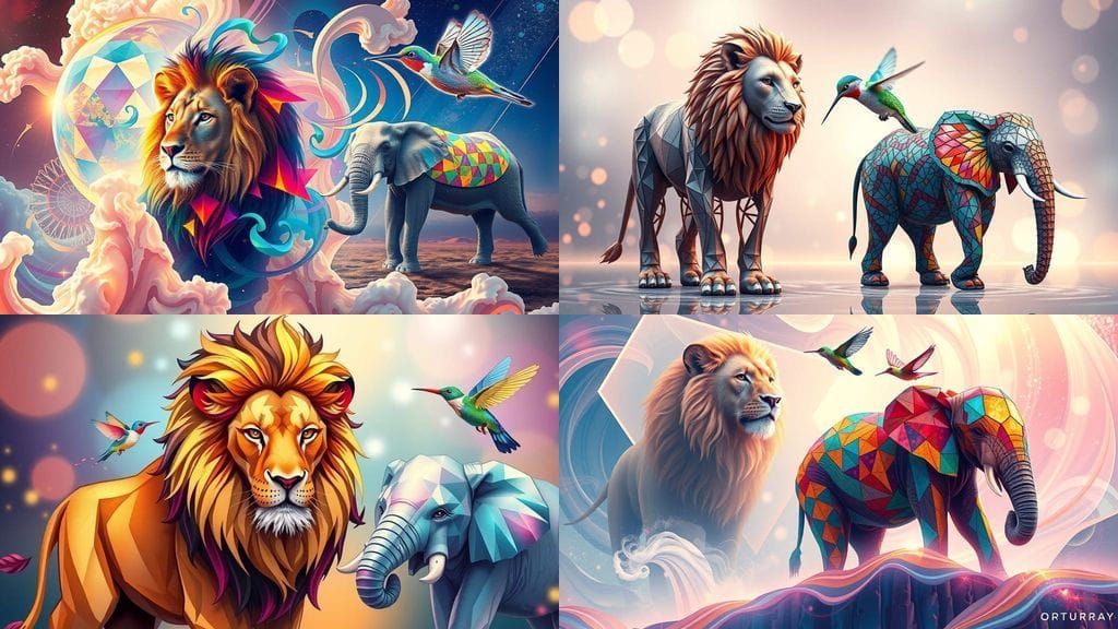 Majestic Surreal Animals in Dreamy Landscape